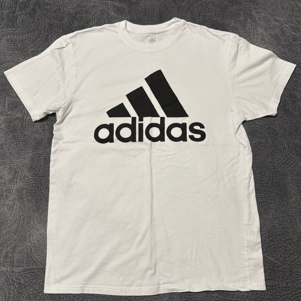 Adidas White Tee with Black Logo